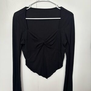 SHEIN Black Twist Front Long Sleeve Top